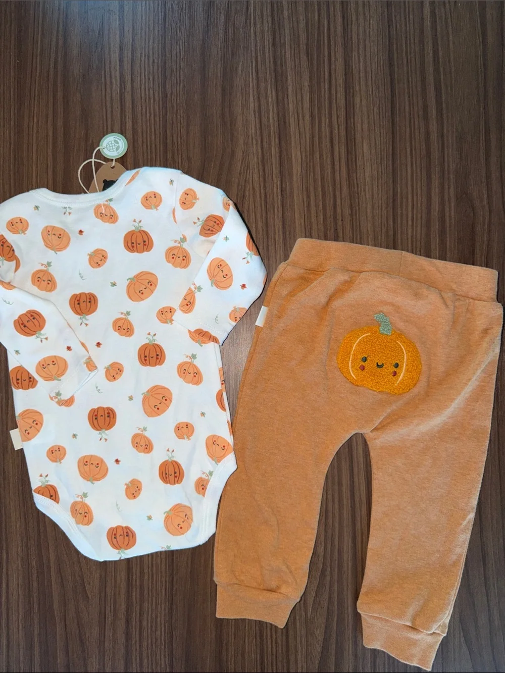 Rabbit & Bear Orange Pumpkin Bodysuit and Pants Set for Kids